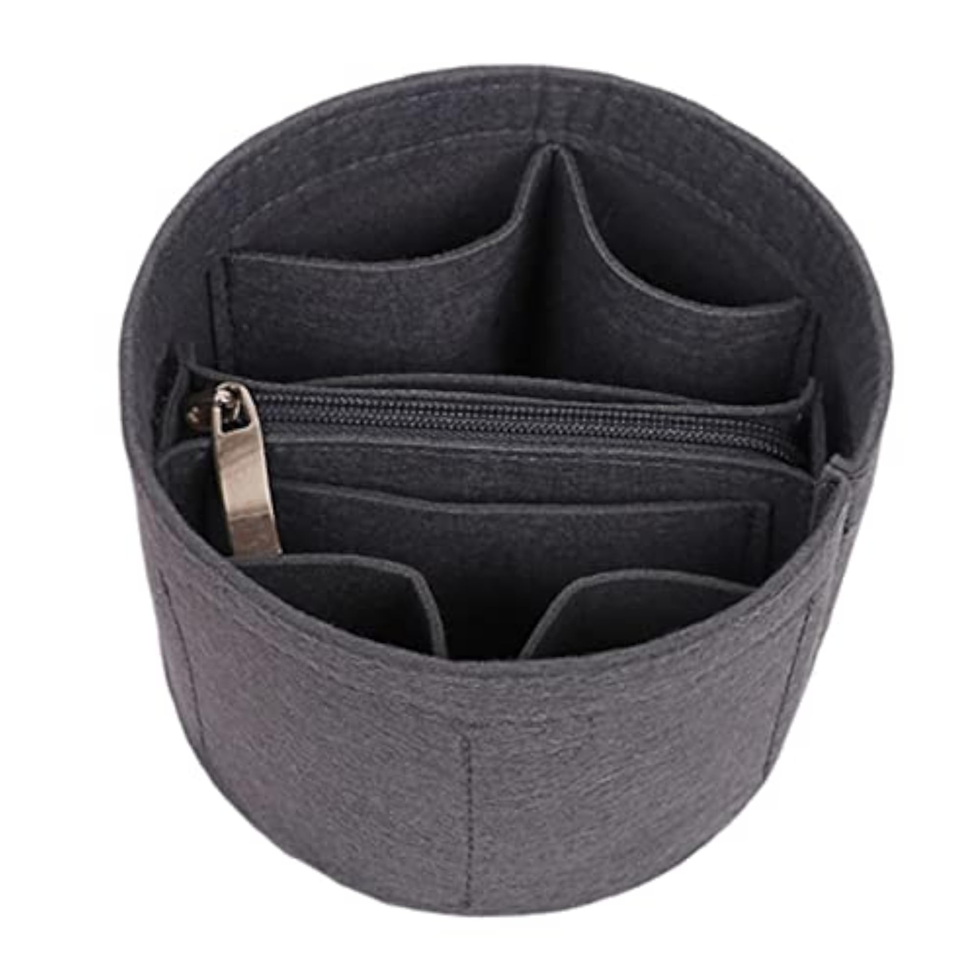 Generic Storage Bag Liner Insert, Bucket Type with Compartments, Gray