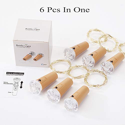 M.C.works 7 Color Flashing Wine Bottle Lights, Wine Cork String Lights, 16 LEDs Battery Operated Cork Stopper Vase Light Centerpieces Bottles DIY Mood Lights Decor, 55 in.(Pack of 6) - Thumbnail 2