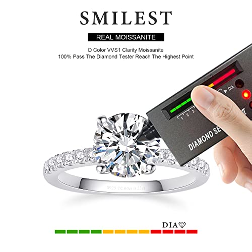 Moissanite Engagement Rings Wedding Ring D Color VVS1 Round Cut S925 Sterling Silver Plated 18K White Gold Promise Rings for Women3