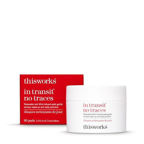 This Works - In Transit No Traces Cleansing Pads, Rosewater & Mint Infused Facial Wipes, Gentle Make-Up Remover (80 pads)