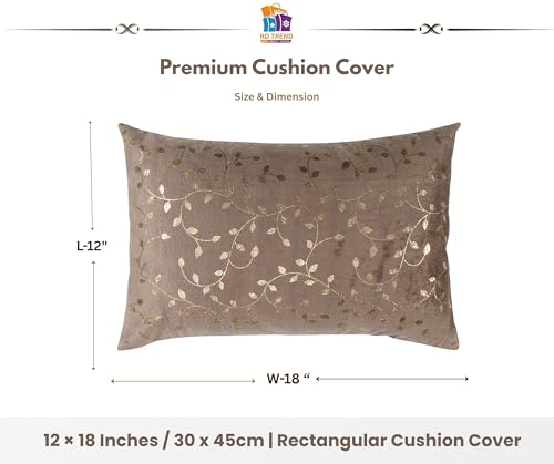 Image of RD TREND Velvet Cushion Covers Set of 2 | Throw Pillow Covers for Sofa, Bed & Living Room | Rectangular Cushion Cover 12x18 Inches | Perfect for Home Decor Brwon