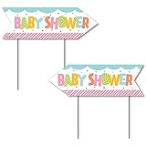 Big Dot of Happiness Colorful Baby Shower - Gender Neutral Party Sign Arrow - Double Sided Directional Yard Signs - Set of 2