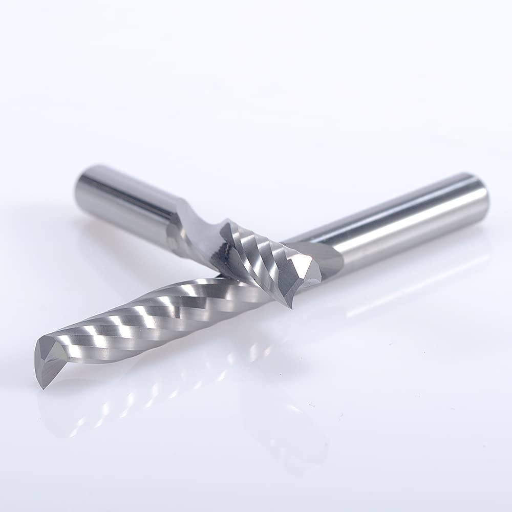 Gambo da 3.175mm, singolo flauto (O flauto) Tagliare a spirale Router Bit Fresa fine,2mm diametro di taglio, 12mm lunghezza di taglio, 38mm OVL per acrilico PVC MDF plastica