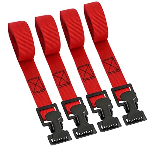 Image of XSTRAP 4pk 1 inch x 5-1 /2ft JUST Clip All-Purpose Lashing Strap, Red