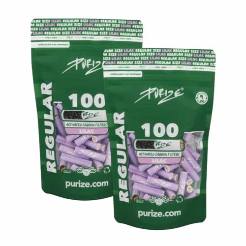 200 Stück PURIZE Regular Size 9mm (8 3mm) Aktivkohle-Filter (Flieder)