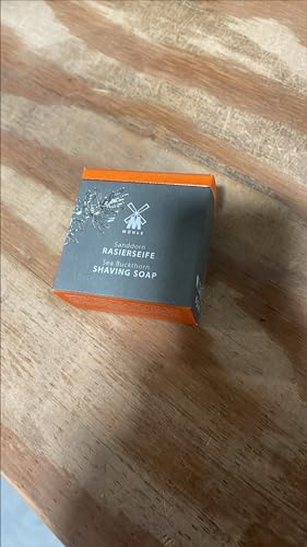 Image of MUHLE Sea Buckthorn Shaving Soap for Men, Classic Lather, Fresh Scent, 65 g | Sea Buckthorn with lime and orange notes; dense creamy foam prepares beard hair for wet shaving, created for every skin type.