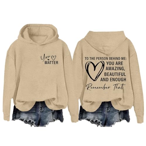 Image of Women's Track Jackets You are Enough Hoodie Hoodies Dear Person Behind Me Kindness Graphic Sweatshirts Positive Mental Health Awareness Inspirational Print Pullover Hoody Tracksuit Top Leisure Wear