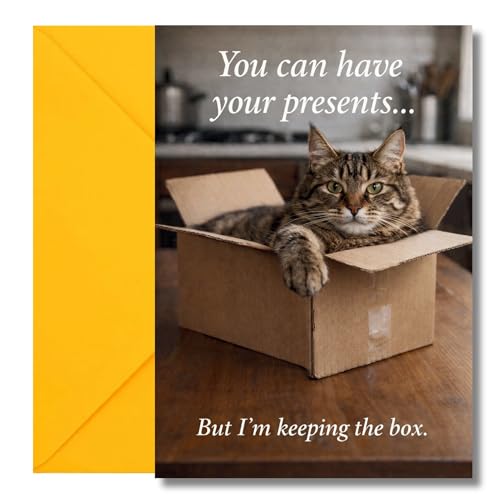 LimaLima Cat Birthday Card Funny Keeping The Box Design Perfect For Men & Women Owner Lover Friends & Family