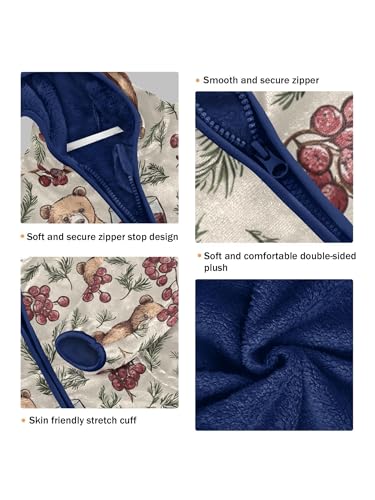 Bear and Grape Wine Girls Fleece Jacket Girls Fall Jacket Boys Coats Zip Up Hoodie Children Outerwear 2-10T3