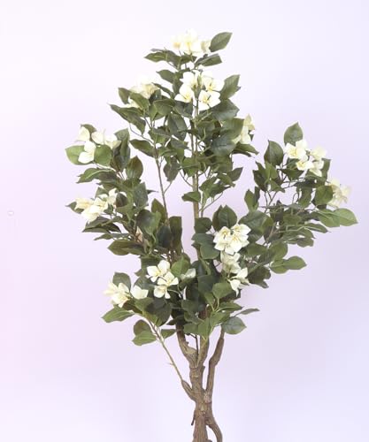 Image of Artificial White Bougainvillea Plant With Pot - 4.2 Feet | Realistic Plant - Trees - Flowers | Indoor Tropical | Home - Shop - Office | Gifting - Decor - Ambience - Durable | No Maintenance