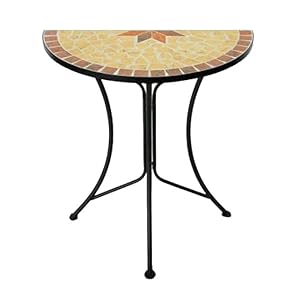 Spetebo Mosaik Beistelltisch Halbrund Schwarz/Natur