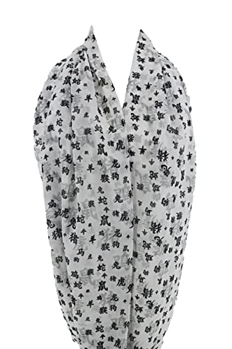 Etwoa's Chinese Zodiac Hieroglyph Infinity Scarf Circle Loop Scarf2