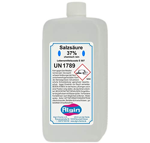 Algin Salzsäure 37% chemisch rein 500ml PE Flasche - Lebensmittelzusatz E 507