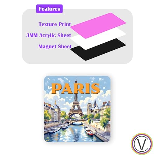 Image of Paris Textured Finish Acrylic Fridge Magnet | UV Texture Printed, Stylish Multicolor Magnet for Fridge, Wardrobe & Metal Surfaces, Pack of 1 (Paris 1)