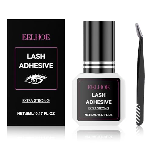 Wimpernkleber,und Wimpernzange, Trocknungszeit Sofort, bis zu 8 Wochen Halt, ehr beständig, für professionelle Wimpernverlängerung, Pinzette zur Verlängerung falscher Wimpern(5ml)