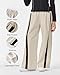 Hvididan Girls Striped Side Fashion Baggy Track Pants Y2K Wide Leg Sweatpants Hiking Pants,Beige Size 11-12