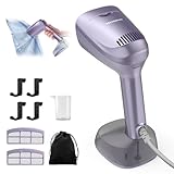 Mxnsewr Vacuum Steamer for Clothes, Handheld Travel Garment Steamer with 3500Pa Suction and 400ml Big Capacity, 2-in-1 Steamer ＆ Iron with Large Ceramic Heat Panel, 110v-120v