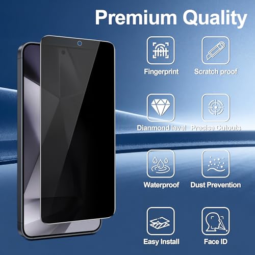 Image of 3 Pack Privacy Screen Protector for Samsung Galaxy s24 ultra | Tempered Glass + 2 Pack Camera Lens Protector 9H Hardness True 25Anti Spy Accessories Military Grade Shatterproof 6.8 inch Black