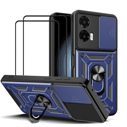 Coque Motorola Moto G35 5G antichoc bleu avec verre trempé (Lot de 2)