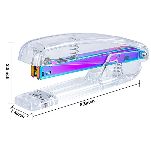 Seakos Acrylic Originality Stapler,Fashion Transparent Shape,Office And Home Stapler,Student Stapler,Quality Spring,Durable Acrylic,Free 1000 26/6 Staples,(Multicolor) #TOP1