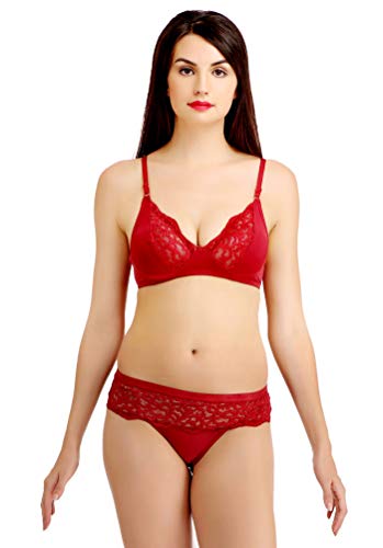 Image of Fashion Comfortz 100% Silk Cotton Lingerie Sets Red