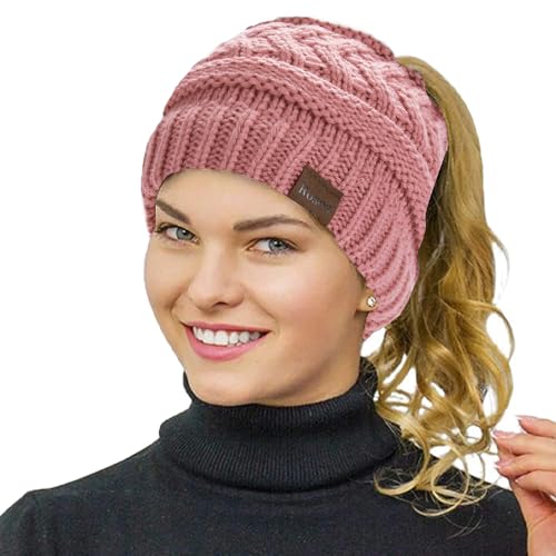 Rosoz 1&2 Packs Ponytail Beanie for Women,Winter...
