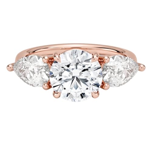 2 CT Round Cut Lab Grown Diamond Luxe Three Stone Engagement Ring For Her
