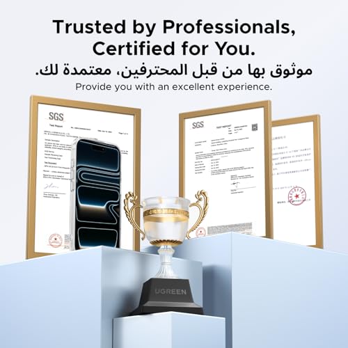 يوجرين جراب شفاف لهاتف ايفون 17 برو ماكس [حماية من الدرجة العسكرية]، [تقنية iCrystal المضادة للاصفرار]، مضاد للخدش، غطاء حماية للتحكم في الكاميرا، حافظة رفيع للغاية، للنساء والرجال