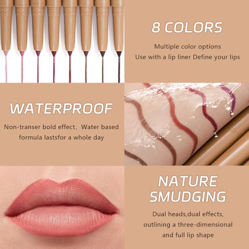 Image of Matte Lip Liner Pencil, Long-Lasting Creamy Formula with Silicone Smudger, Waterproof Non-Staining Crayon for Lip Contouring, Plump Define Sculpting 02#