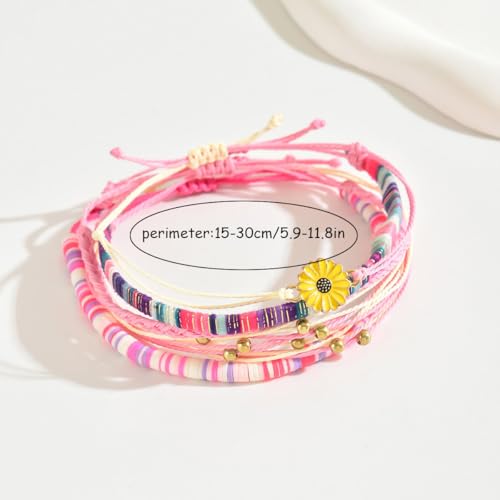 Image of Beach Summer Ankle Bracelet for Women Handmade Braided Adjustable String Anklets Waterproof Surfer Bracelet