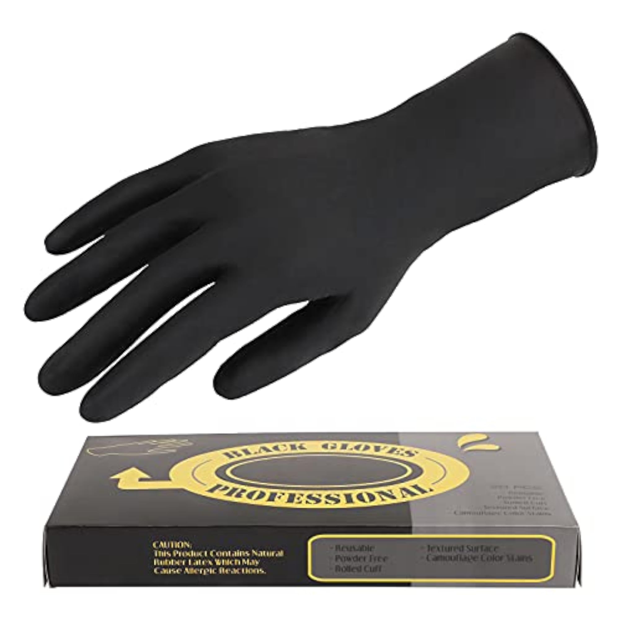 20 Counts Hair Dye Gloves, Black Reusable Rubber Gloves