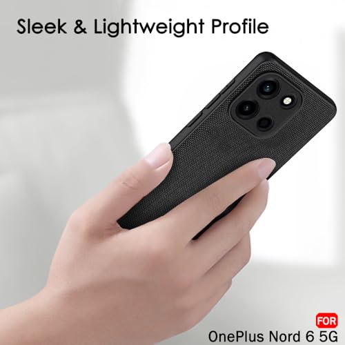 Image of TheGiftKart Back Cover Case for OnePlus Nord 6 5G | Slim & Lightweight | Ultra-Premium Design | Camera Protection Bump | Fabric Texture Case Cover (PC & TPU, Black)