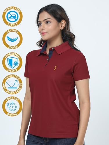 Image of STELLERS Women's Premium Polo T-Shirt, Regular Fit | Odour Resistant | Wrinkle Free | Quick Dry | Stretchable | Lightweight | Breathable | Sustainable | Anti-Static | Feather Touch Feel