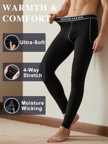 Men's Breathable Thermal Pants Bamboo Viscose Base Layer Underwear Bottoms M L XL XXL3