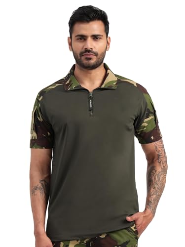 Image of MOUNTMILLER Men's Short Sleeve Ripstop Tactical Polo T-Shirt | Anti-Odor | Moisture-Wicking | UV Protective| Ideal for Hiking & Trekking, Outdoor