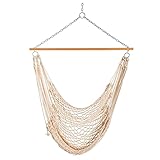 Original Pawleys Island Single Hammock Chair β Oatmeal DuraCord Rope, 350 lb Capacity, Oak Spreader Bar, Zinc Plated Hardware, Handcrafted in The USA