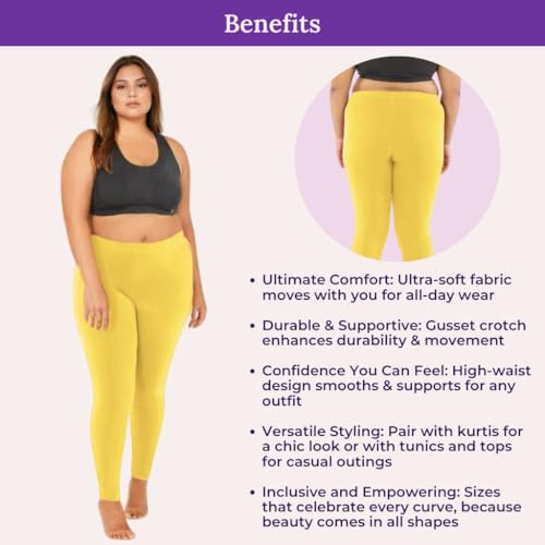 Image of Adira | Plus Size Leggings for Women | Plus Size Leggings for Women | High Waist | Ankle Length | Soft Cotton & Elastane Blend | Non-See-Through | Gusset Crotch Prevents Ripping