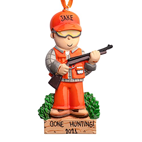 Uniqxmas Personalized Hunter Figurine Christmas Ornament 2023 - Free Customization | Hunter In Orange With Rifle Gun For Xmas Tree | Unique Shooting Hunting Lover Keepsake - Custom Name & Year #TOP4