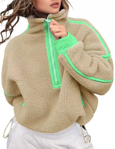 Women's fleece half-zip pullover with pockets