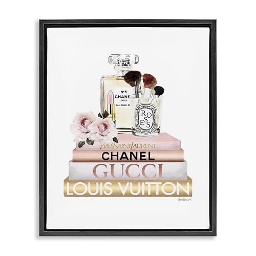 Image of Glam Cosmetics Fashion Books, 24 x 30 Inch Canvas in Floater Frame | Stupell Industries . By Amanda Greenwood . Ready to hang once unboxed . Made in USA