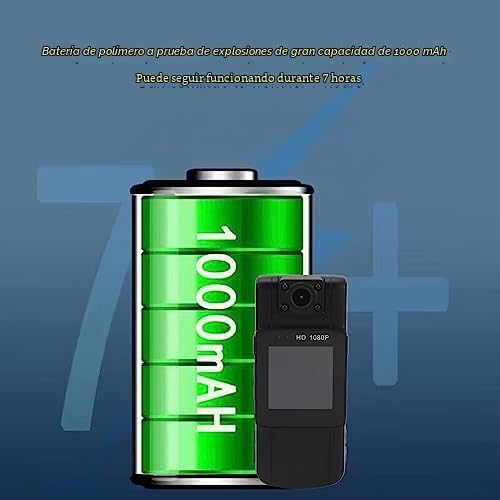 Cámara de Cuerpo Portátil de 1,54 Pulgadas, Minicámara de Vídeo 1080P, Pequeña Cámara Oculta Nocturna Infrarroja con Detección de Movimiento, Rotación de Lente de 180° para Entrega