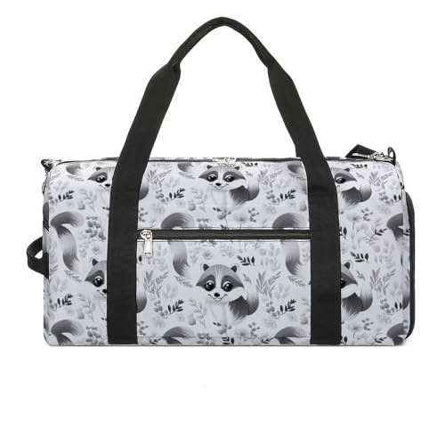 Cute Raccoon Gym Bag Travel Duffel Bag Sports Tote Bag Workout Bag Weekender Bag for Women Men