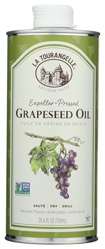 Image of La Tourangelle, Expeller-Pressed Grapeseed Oil, High Heat Neutral Cooking Oil, Cast Iron Seasoning, Also Great for Skin, Hair, and DIY Beauty Recipes, 25.4 fl oz