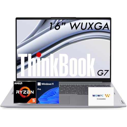Image of Lenovo ThinkBook 16 Business Laptop, 16 inch FHD+, AMD Ryzen 5 7533HS(Beats i7-1355U), 32GB DDR5 RAM, 2TB PCIe SSD, Thunderbolt 4, Wi-Fi 6E, RJ-45, Windows 11 Pro, WOWPC USB, no Mouse