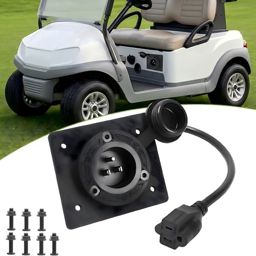 JacEnergy Golf Cart Charging Port Adapter with 120V Plug Compatible with EZGO TXT Club Car Charging Plug Part Type for Lithium Battery Conversion and On-Board Charging