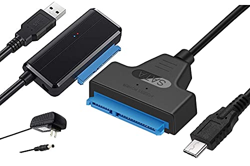 SATA to USB 3.0 Cable for 2.5 HDD SSD + SATA to USB 3.0 Adapter Cable for 2.5 3.5 Inch HDD and SSD Come with 12V 2A Power Adapter SATA to USB 3.0 Cable for 2.5" HDD SSD + SATA to USB 3.0 Adapter Cable for 2.5 3.5 Inch HDD and SSD Come with 12V 2A Power Adapter