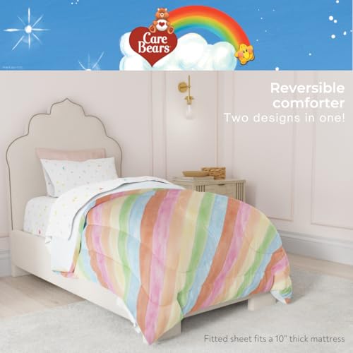 Image of Care Bears Classic Super Soft Cozy Reversible Microfiber Comforter and Sheet Set, 5 Piece Full Size, (Official Licensed Product) By Franco Collectibles
