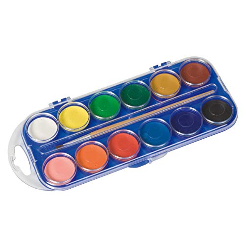 PRIMO Morocolor, 12 tabletas de acuarela, acuarelas con colores brillantes e intensos, ideal para todo tipo de papel, pincel incluido, re-lavable