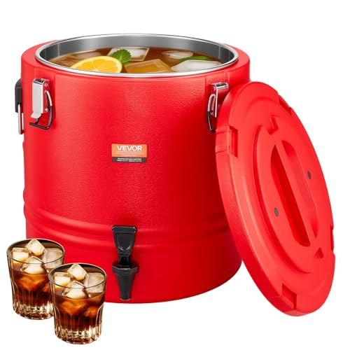 Distributeur de boissons isotherme 30 L VEVOR non électrique en inox pour camping rouge