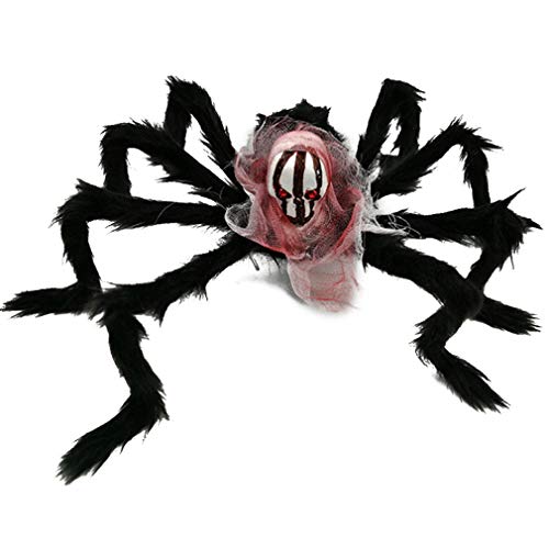 GloryMM Halloween Spider Decorations Creative Outdoor Halloween Hairy Spider Scary Skull Face Spider Decorations,Flower face Spider